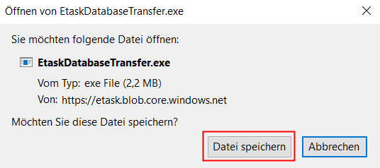 Screenshot Download der Exe